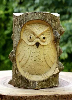 Unique Handmade Wooden Owl from Crocodile Wood Statue Figurine Hoot Sculpture Art Rustic Home Decor Accent Handcrafted Decoration