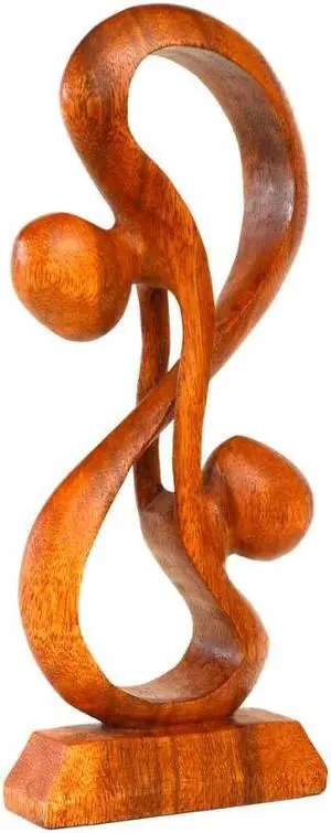 G6 COLLECTION 12" Wooden Handmade Abstract Sculpture Statue Handcrafted "Hold Me Tight" Gift Decorative Home Decor Figurine Accent Decoration Artwork Hand Carved