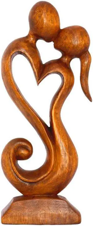 G6 COLLECTION 12" Wooden Handmade Abstract Sculpture Statue Handcrafted "Eternal Love" Gift Decorative Home Decor Figurine Accent Decoration Artwork Hand Carved