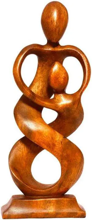 G6 COLLECTION12" Wooden Handmade Abstract Sculpture Statue Handcrafted "Entwined Spirits" Gift Art Decorative Home Decor Figurine Accent Decoration Hand Carved