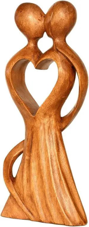 G6 COLLECTION 12" Wooden Handmade Abstract Sculpture Statue Handcrafted "Love of My Life" Gift Art Home Decor Figurine Accent Artwork Hand Carved