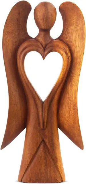 G6 COLLECTION 12" Wooden Handmade Abstract Sculpture Statue Handcrafted "Angel of Love" Gift Art Home Decor Figurine Accent Artwork Hand Carved