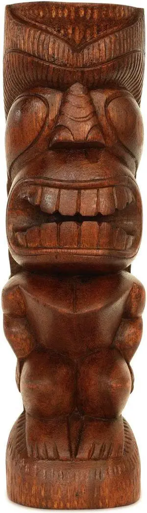 G6 COLLECTION Handmade Wooden Primitive Long Hair Tribal Statue Sculpture Tiki Bar Totem Handcrafted Unique Gift Home Decor Accent Figurine Artwork Hand Carved