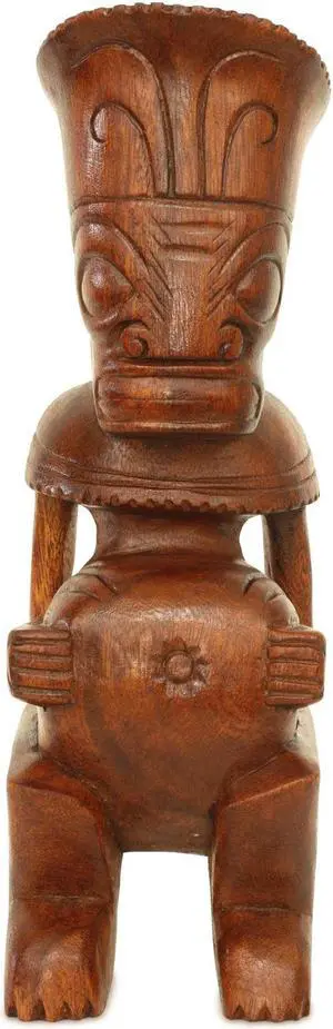 G6 COLLECTION Handmade Wooden Primitive Big Belly Tribal Statue Sculpture Tiki Bar Totem Handcrafted Unique Gift Art Home Decor Accent Figurine Artwork Hand Carved