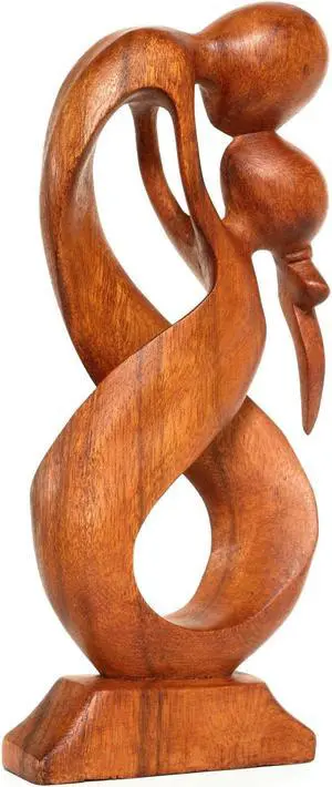 G6 COLLETION 12" Wooden Handmade Abstract Sculpture Statue Handcrafted "Always Yours" Gift Art Decorative Home Decor Figurine Accent Decoration Artwork Hand Carved
