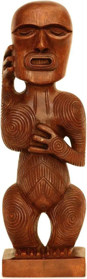 G6 COLLECTION Handmade Wooden Primitive Bald Head Tribal Statue Sculpture Tiki Bar Handcrafted Unique Gift Art Decoration Home Decor Accent Figurine Hand Carved