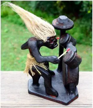 G6 COLLECTION Wooden Handmade Primitive Tribal with Drum Kit Funny Statue Sculpture Tiki Bar Drummer Handcrafted Gift Home Decor Figurine Hand Carved
