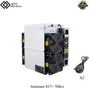 Bitamin S17+ 70T With Power Supply SHA-256 Algorithm BTC Antminer S17 Plus Mining Machine With Two US Power Cord Cable