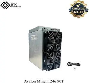 Blockchain Bitcoin ASIC miner Canaan Avalonminer 1246 90Th/s 3420W PSU Included
