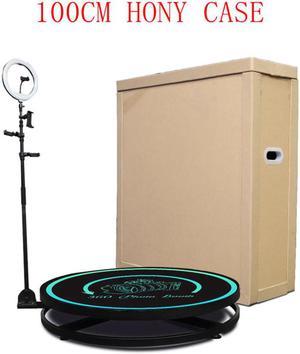 100CM 360 Camera Booth Machine with LED Ring Light for Parties, Weddings, Vlog with Honey Case Packing