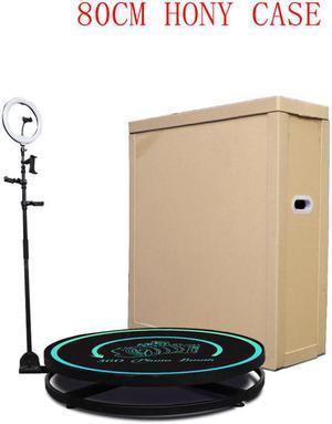 80CM 360 Camera Booth Machine with LED Ring Light for Parties, Weddings, Vlog with Honey Case Packing