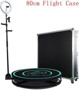 80CM 360 Camera Booth Machine with LED Ring Light for Parties, Weddings, Vlog with Flight Case Packing
