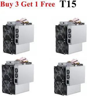 Packed 4 Bitmain T15 23Th Asic Miner 1541W SHA-256 Bitcoin Miner Machine with US Power Cord Cable Fast Pay back