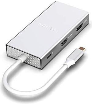 Accell Air USB C 4K InstantView Hub Dual Display HDMI - 3 x USB-A 3.1 (10Gbps), 2 x HDMI, 87W Power Delivery Type-C, Silver (U240B-002K)