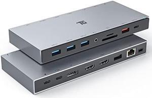Tiergrade 15-in-1 Docking Station, 4K Triple Display USB C Dock with 2HDMI&DP, 100W PD Charging, 10Gbps USB-C/USB-A Data Trasfer, 3USB-A Ports with 5Gbps, SD/TF, LAN, Audio for MacBook/USB-C Windows