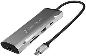 j5create USB C Hub - 4K 60Hz HDMI, USB-C 10Gbps, 2 USB-A 10Gbps, 100W PD with USB-C 5Gbps, Ethernet, SD 4.0 Card Reader | for MacBook, XPS, Surface Pro (JCD393)