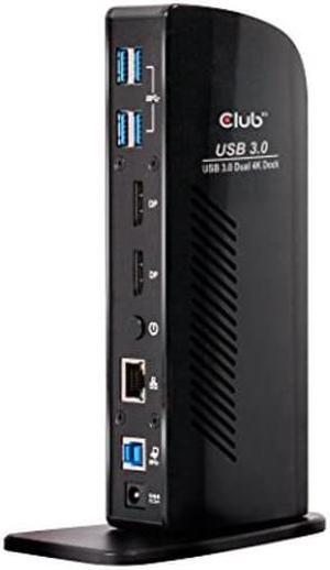Club 3D USB 3.0 Dual DisplayPort 4K Monitor Universal Laptop Docking Station for Windows (Dual 4K DisplayPort, Gigabit Ethernet, Audio, 6 USB Ports)
