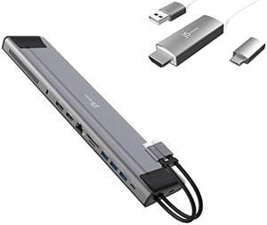 j5create USB C Dual 4K 60Hz Display Docking Station (12-in-1), Built-in M.2 SSD Slot + USB Type C to 4K@60Hz HDMI Cable