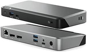 ALOGIC MX2 8-in-1 4K USB-C Docking Station, 2X DisplayPort, 3X USB-A, USB-C, 3.5mm TRRS Audio/Microphone Jack & Gigabit Ethernet, 4K Dual Display with 65W Power Delivery.