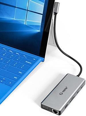 Docking Station, USB C Hub, TOTU 12 in 1 Surface Pro Docking Station with 4K HDMI, Ethernet, VGA, 92W PD, USB-C 3.0 and 2 USB 3.0 for MacBook Pro Air and Type-C Laptops with Thunderbolt 3 or 4