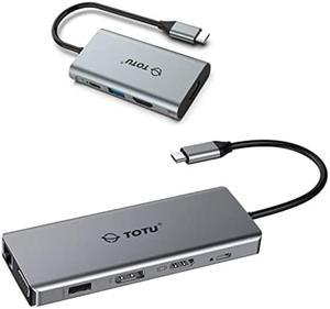 TOTU 13 in 1 Triple Display Docking Station (DP, 4K HDMI, VGA)& 4 in 1 100W Dual 4K HDMI USB C Hub