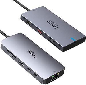 USB C Hub Dual USB C 3.1 9 in 1 Adapter Docking Station Dual Monitor 7-in-1 MacBook M1 & Windows Docking Station Dual Monitor with Dual HDMI