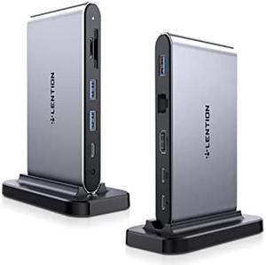 LENTION USB C Docking Station, 10 Gbps USB C&USB A Ports, 4K 60Hz HDMI, 100W PD, Ethernet, Card Reader, USB 3.0, AUX, USB C Dock for MacBook/Surface, More, Stable Driver USB C Hub(CB-D65, Space Gray)
