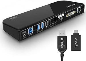 WAVLINK USB 3.0 and USB C Universal Laptop Docking Station Dual Monitor with HDMI & HDMI/DVI/VGA with Gigabit Ethernet, 6 USB Ports, Audio for Windows, MacOS, ChromeOS, Ubuntu 20.04,22.04