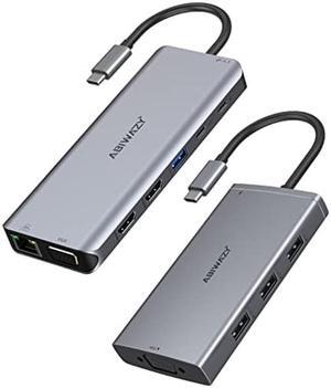 14 in 1 & 8 in 1 USB C Docking Station Dual Monitor for Dell/HP/Lenovo/Surface Laptop, Triple Display USB C Hub Multiple Adapter