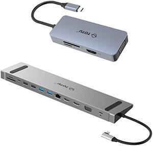 TOTU 13 in 1 Triple Display Docking Station (Dual 4K HDMI,VGA) & 6 in 1 4K HDMI VGA USB C Hub