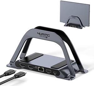 4URPC Laptop Docking Station Stand, USB C Docking Station Dual Monitor, USB C Dock Vertical Stand with 2 HDMI Ports, 3 USB Ports, SD/TF, PD3.0, RJ45 Ethernet, 3.5mm Audio for Dell/Hp/Lenovo/Surface