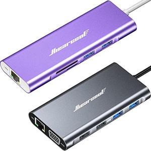 Hiearcool 8IN1 USB C Hub and 11IN1 Docking Station, USB C Dongle Ethernet, USB C Docking Station Dual Monitor
