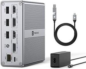 DisplayLink Docking Station Dual Monitor 4K@60HZ for M1/M2 MacBook, Windows, TOBENONE Universal USB C Docking Station with 2 HDMI & 2 DisplayPort, 65W Power Delivery, 7 USB, USB-C 3.1, Ethernet, SD/TF
