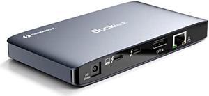 Thunderbolt 3 Dock - Dual 4K@60Hz Monitor, Dockteck Laptop Docking Station with 60W Charging, 2 Thunderbolt 3, DP1.4 8K, 2 USB A 10G, USB C Gen 2, UHS-II SD/TF, Audio, RJ45- Mac&Windows