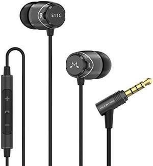 SoundMAGIC E11C Wired Earbuds with Microphone HiFi Stereo Earphones Noise Isolating in Ear Headphones Powerful Bass Tangle Free Cord Black