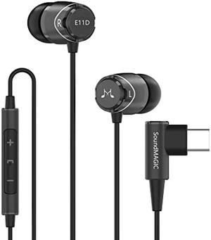 SoundMAGIC E11D Digital USB C Headphones Type C Earbuds with Microphone HiFi Stereo Earphones Powerful Bass Noise Isolating Compatible with Android Device Black