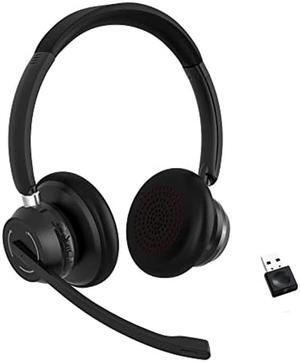 Bluetooth Headset with Microphone, Wireless Headphones with Noise Cancelling Mic, On Ear Headphones with USB Audio Dongle for PC, Handsfree 40 Hrs/Dual Connect/Mute Button, for Skype|Zoom|MS Teams