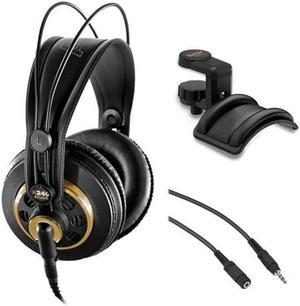 AKG K 240 Studio Professional Semi-Open Stereo Headphones with Auray Headphone Holder and 25' Extension Cable
