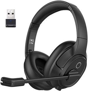 EKSA Bluetooth Headsets with Microphone & USB Dongle, 30 Hours Talk Time & 33ft Range, AI Environmental Noise Cancelling Mic, Over-Ear Wireless Headphone for PC/Laptop/Computer/Home/Work/Office/Zoom