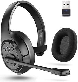 Trucker Bluetooth Headsets, Wireless Headset with AI Environmental Noise Cancelling & Mute Microphone, Up to 30H Talk Time, 164ft Wireless Range, Bluetooth Over Ear Headphones for PC, Computer, Skype