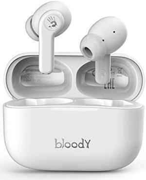 Bloody M30 TWS True Wireless Earbuds, Bluetooth 5.0, 22H Playtime, Low Latency & Lightweight, Hybrid Diaphragm Deep Bass, IPX4 Rate Earphones with Mini Charging Case White