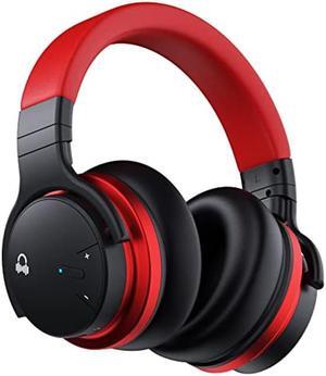 E7 BasicC Active Noise Cancelling Bluetooth Wireless Over Ear Headphones with Mircophone, 30H Playtime,Deep Bass, Comfortable Protein Earpads, for Travel, Home, Office (red)