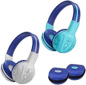 2 Pack of SIMOLIO Kids Headphones for Boys, Girls, Teens, Kids Bluetooth Headphones with Hearing Protection,Wireless Children Headphones with EVA case for School and Travel (Grey,Mint)