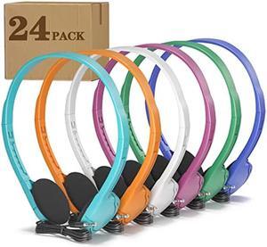 Keewonda Classroom Headphones in Bulk 24 Pack, Wholesale Disposable Headphones Mixed Color for Kids Children School