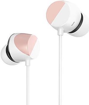 TUNAI Piano Audiophile Earphones - Hi-Res Earbuds with Dual Drivers for Incredible Balanced Sound and Clear Treble - Great for Workouts at The Gym, Sports, Listening at Home (Rose Gold)