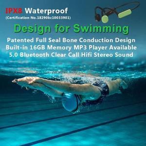 IHAO Swimming Headphones True Bone Conduction Open Ear Headset MP3 Player Built-in 16G Memory IP68 Underwater Waterproof Stereo Bluetooth Earphone for Driving Bicycling Running Skiing-Green