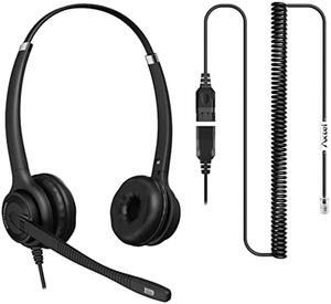 Axtel Bundle Elite HDvoice Duo NC with AXC-02 Cable | Noise Cancellation - Compatible with Grandstream GXP1600, GXP1700, GXP2100, GRP2600 Series Phones