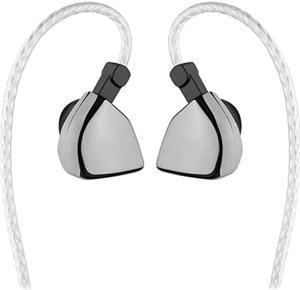 YINYOO HZSOUND Heart Mirror Pro in Ear Monitor Wired Earbuds with Replacement 2.5mm/3.5mm/4.4mm Plug, Foam Eartips, Leather Bag,in Ear Earphone Headphones with Noise Isolation(Silver)