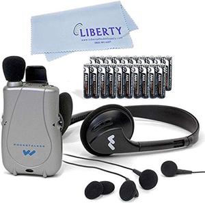 ELITE PACKAGE: PockeTalker Ultra w/ Headphone, FREE Dual & Single Earbuds, FREE Year Supply of Batteries & Liberty Microfiber Cloth