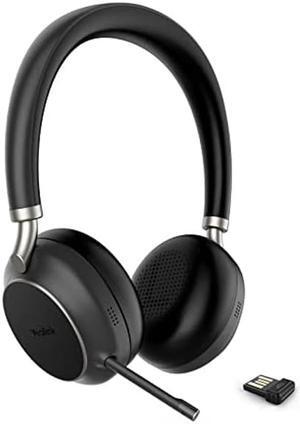 Yealink BH76 Wireless Headset with Microphone, Teams Certified, Hi-Fi, Active Noise Canceling (ANC), Bluetooth Headphones with Wireless Charging, Retractable Arm Mic, 35 Hrs Work Time, USB-A Dongle